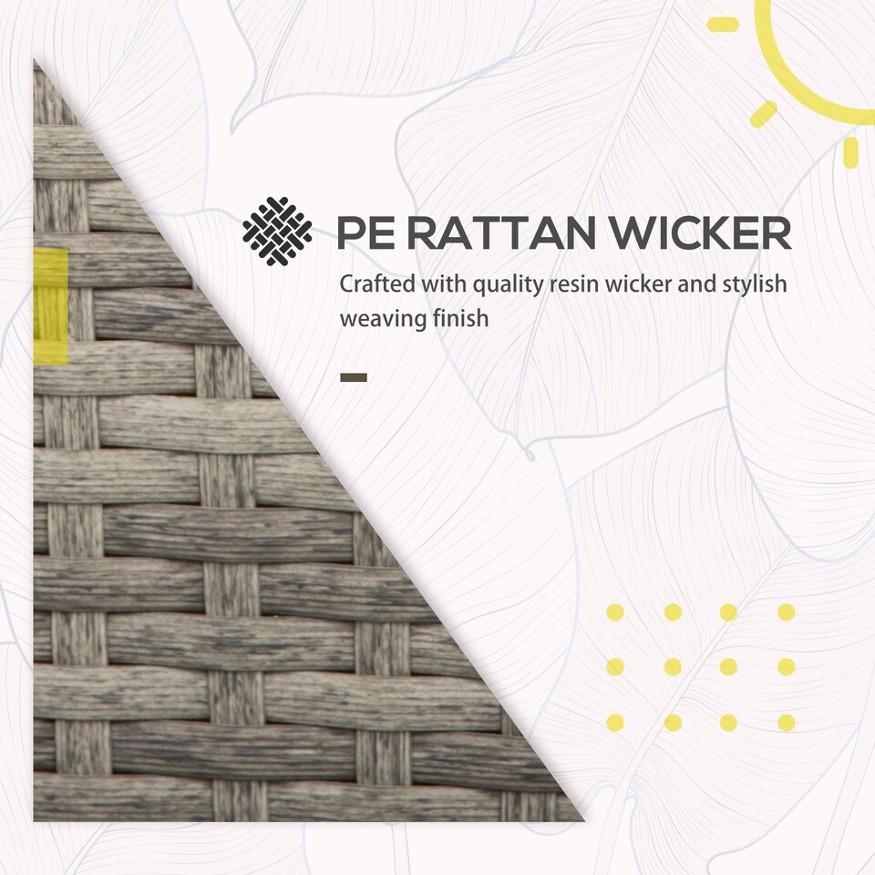 image 1 of Outsunny 3 in 1 Rattan Bistro Set, Wicker Garden Furniture Set with 2 level Rising Table, Adjustable 3 seater Sofa Lounger with Washable Cushions for Outdoor, Patio, Balcony, Grey