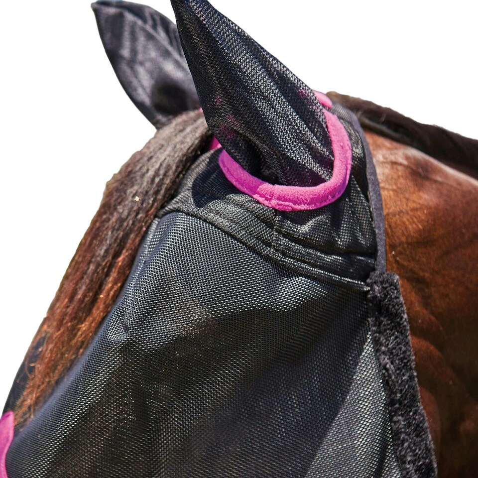 image 1 of Weatherbeeta Comfitec Deluxe Mesh Durable Horse Fly Mask With Ears - Black/Purple - Mini