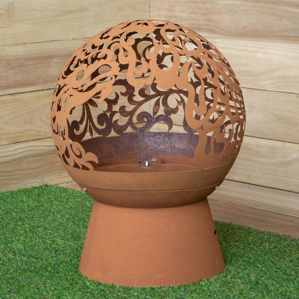image 1 of 57cm Steel Helios Fireglobe Outdoor Garden Fire Pit