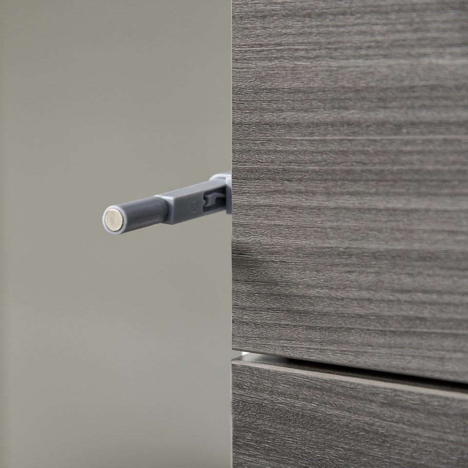 image 1 of HOMCOM High Gloss Frame Sideboard, Side Cabinet, Push-Open Design with 2 Drawer for Living Room, Bedroom, Light Grey and White