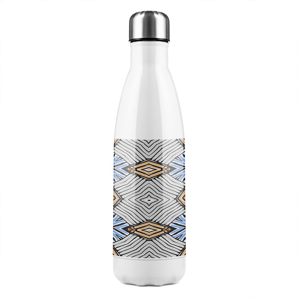 image 1 of Abstract Geometric Roughly Hatched Shapes Stainless Steel Bottle | Multi | 500ml