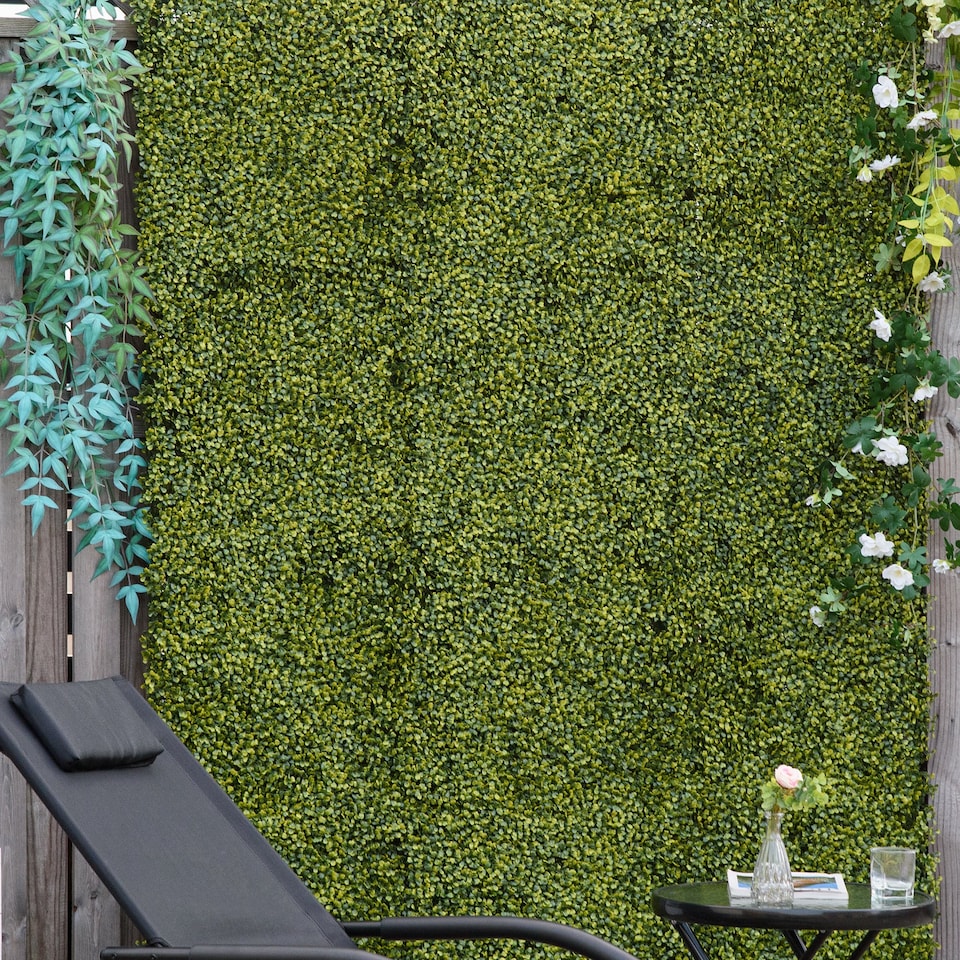 image 1 of Outsunny 12PCS Artificial Boxwood Panel 50cm x 50cm Faux Hedge Greenery Backdrop