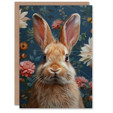 Cute Bunny Floral Pattern Design Woman Rabbit Her Birthday Card