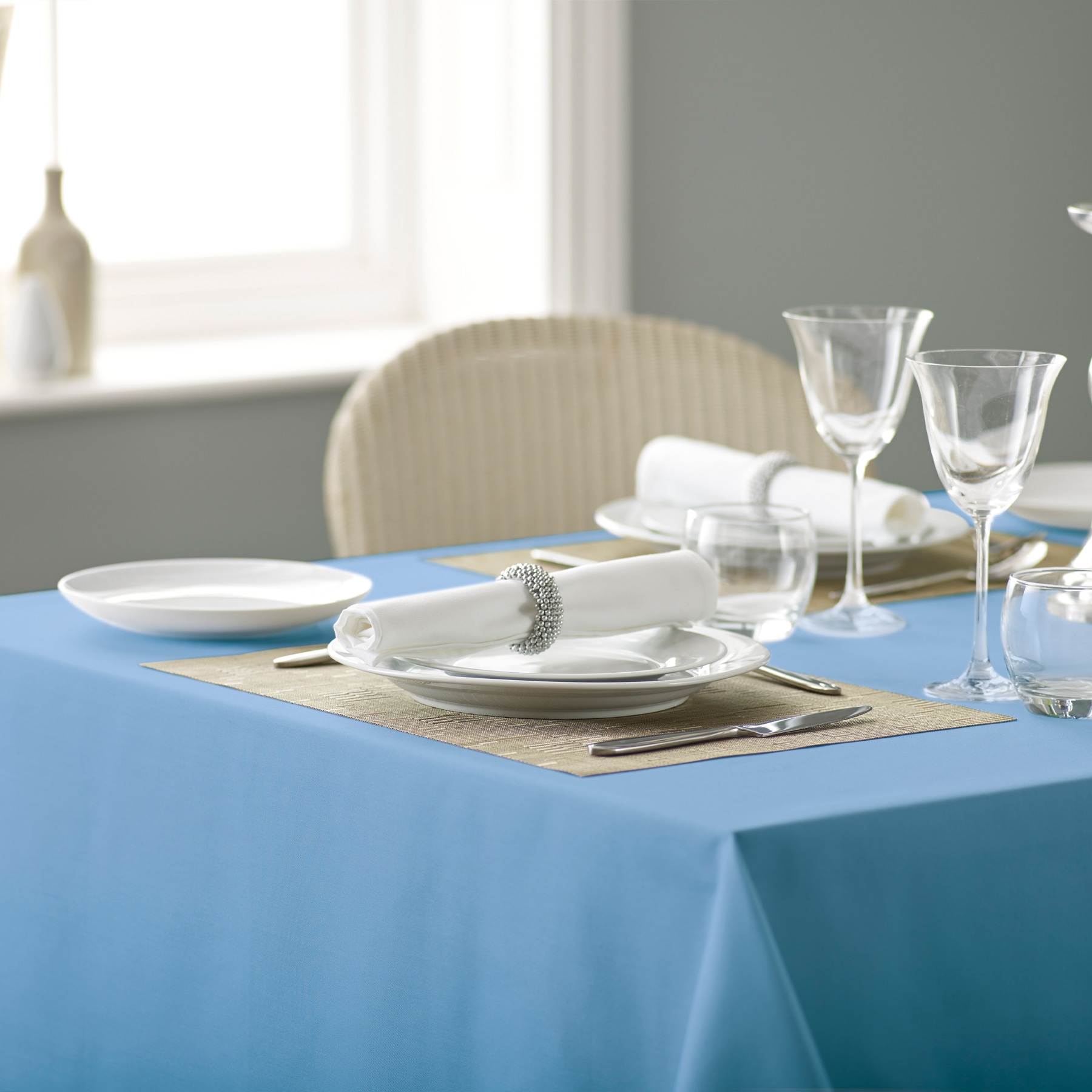 Polyester Plain Bistro Tablecloth-Wedgewood