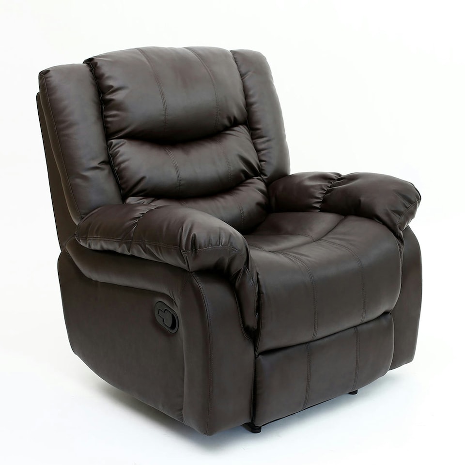 image 1 of Chester Bonded Leather Manual Recliner Chair with Heat And Massage (Brown)
