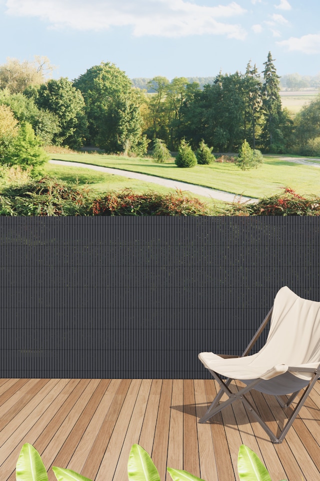 image 1 of Living and Home PVC Privacy Fence, Sunblock Screen Panels for Balcony Garden,1.2 x 3m | Grey | Dark Grey | 1.2m x 3m