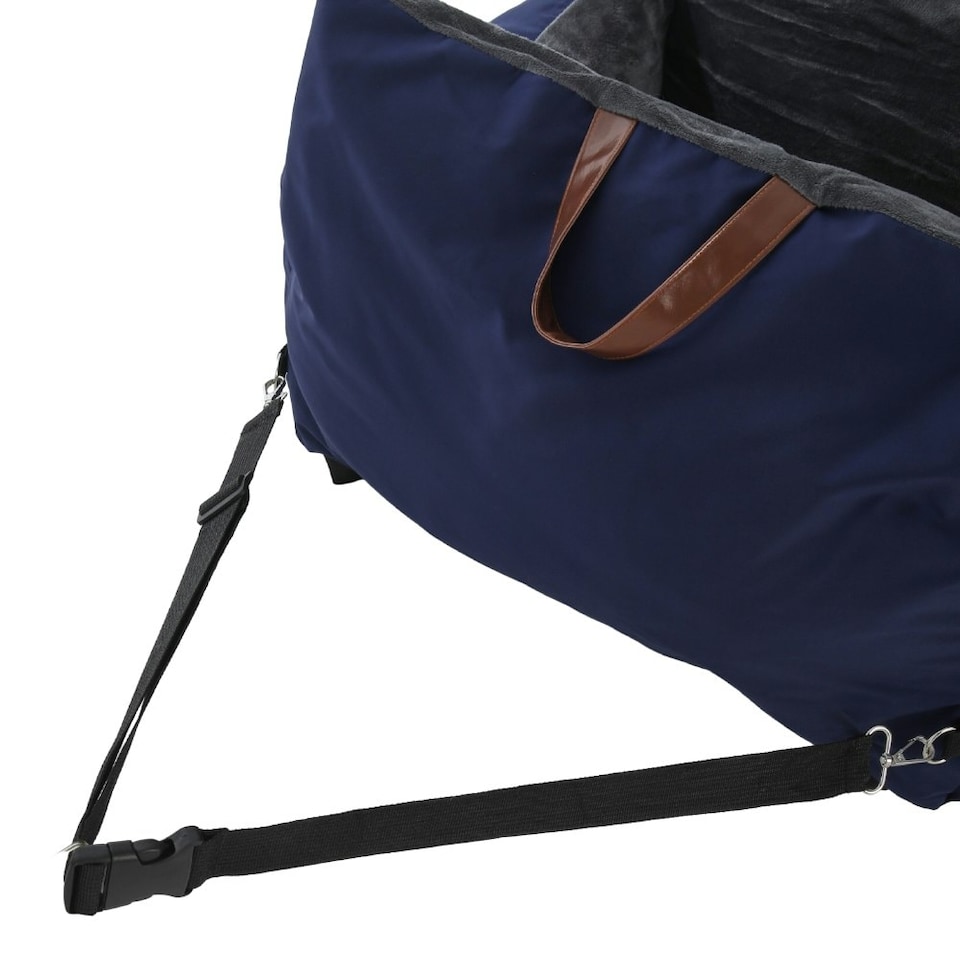 image 1 of Living and Home Plush Pet Car Seat Bed with Handle & Strap - Navy | Blue | One Size