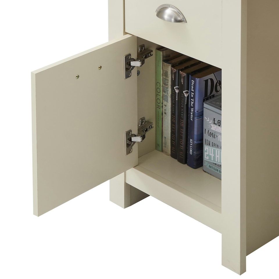 image 1 of Lisbon 4 Drawer 1 Door Desk Cream & Oak