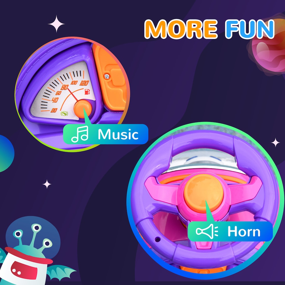 image 1 of AIYAPLAY 3 in 1 Ride on Push Car, Cartoon Robot Theme Foot to Floor Slider, Baby Push Along Car with Parent Handle, Light Music Horn, Underneath Storage, for Boys Girls 12-36 Months - Pink