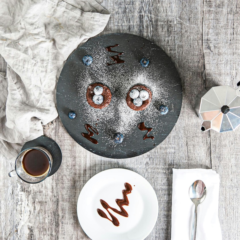 image 1 of Argon Tableware 12 Piece Linea Round Slate Placemats & Coasters Set - 10cm Grey