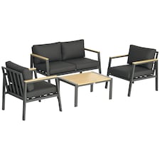 Outsunny 4 Piece Outdoor Conversation Furniture Set with Coffee Table & Cushions