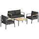 image 1 of Outsunny 4 Piece Outdoor Conversation Furniture Set with Coffee Table & Cushions
