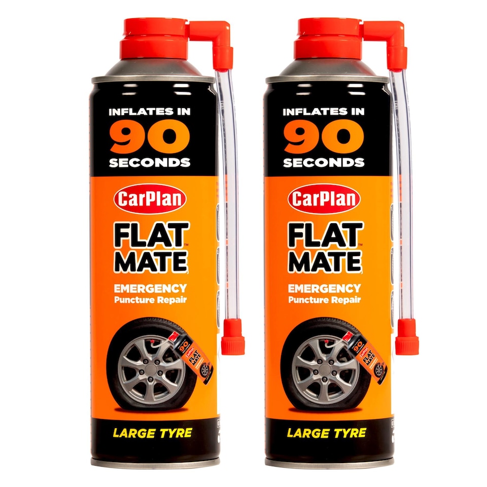 image 1 of CarPlan Flat Mate Large Tyre Inflator Emergency Puncture Repair Seal 2x 500ml