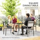 image 3 of Outsunny Garden Table with Parasol Hole for Four, Slatted Metal Plate Top Grey