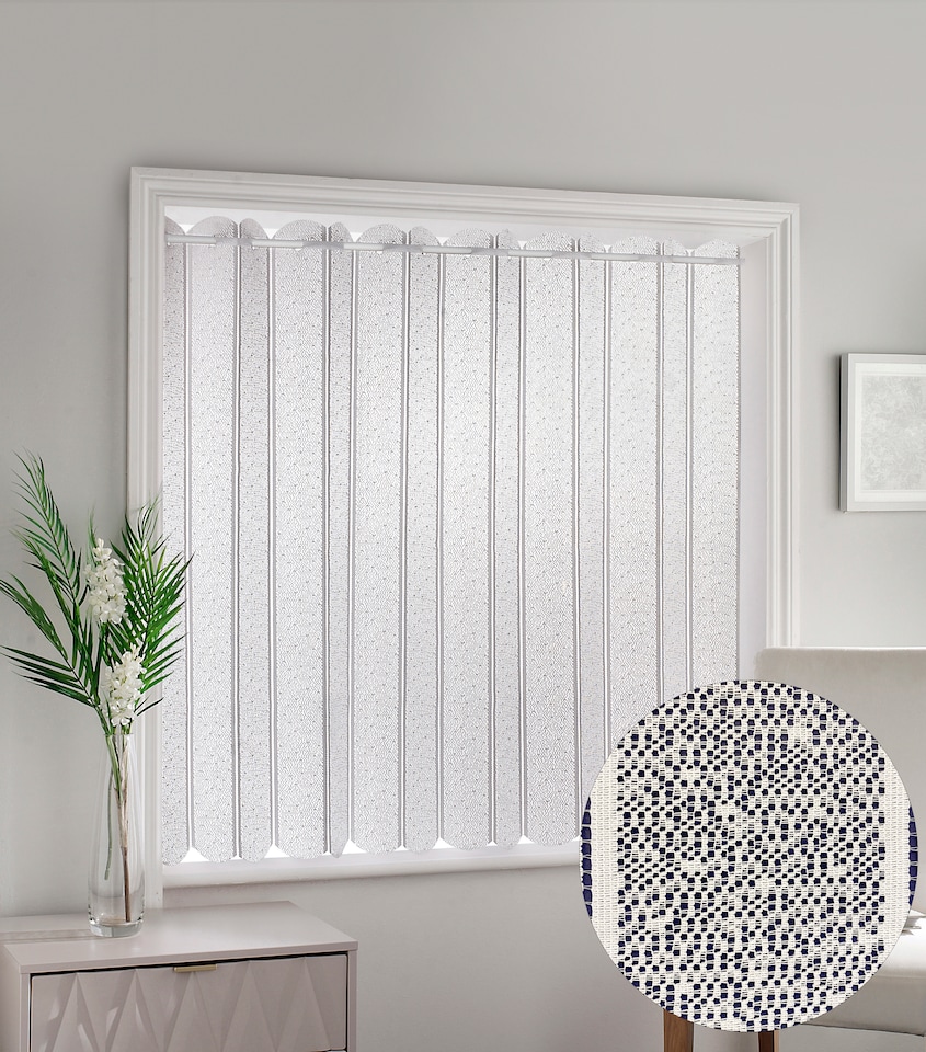image 1 of White Plain Textured Voile Louvre Vertical Pleated Window Blind Panel - 72" x 90"