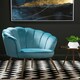 image 3 of Interiors by Premier Aqua Velvet Scalloped Armchair, Supportive Armrest Lounge Chair, Easy to Clean Velvet Accent Chair