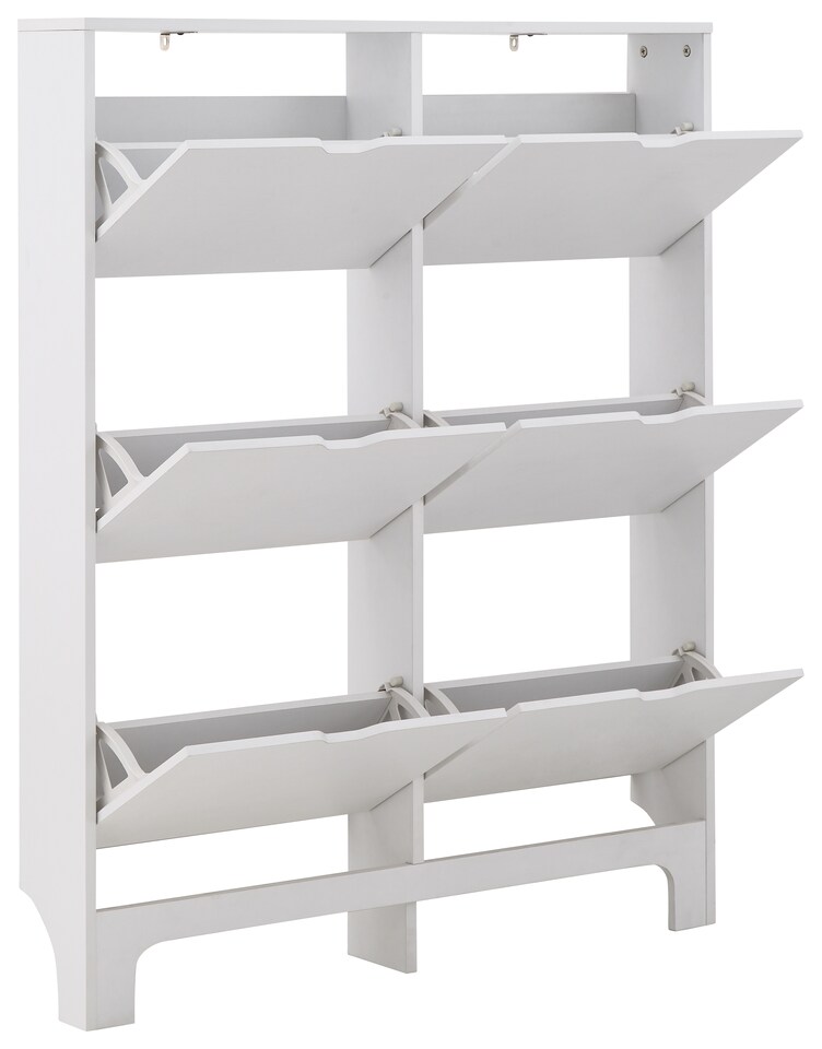 image 1 of Narrow 6 Drawer Shoe Cabinet | White | White