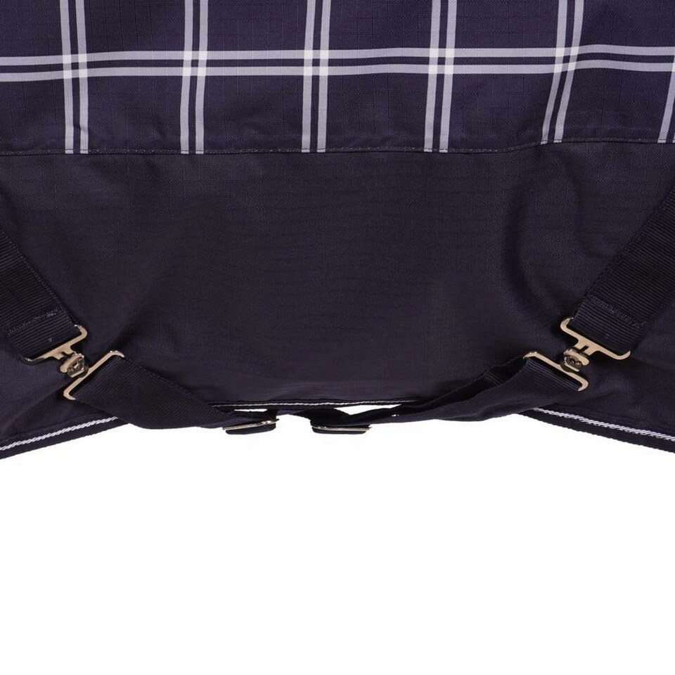 image 1 of Saxon Defiant Standard-Neck Plaid Midweight Horse Turnout Rug - Navy/White - 7´