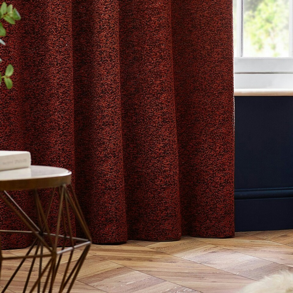 image 1 of Paoletti Galaxy Chenille Copper Eyelet Curtains 117 x 183cm