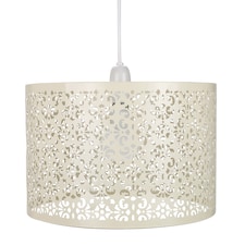 Moroccan Designed Cream Metal Pendant Light Shade with Floral Decoration | Cream