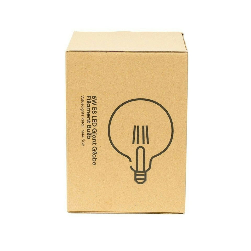 image 1 of ValueLights 1 x Vintage Filament E27 Amber Glass Globe LED 6W Warm White 2700K 660lm Light Bulb