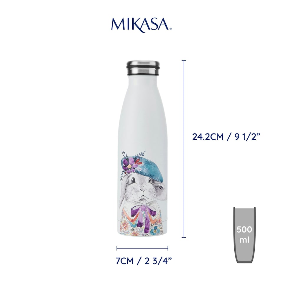 image 1 of Mikasa Water Bottle Rabbit Stainless Steel 500ml Multi | One Size