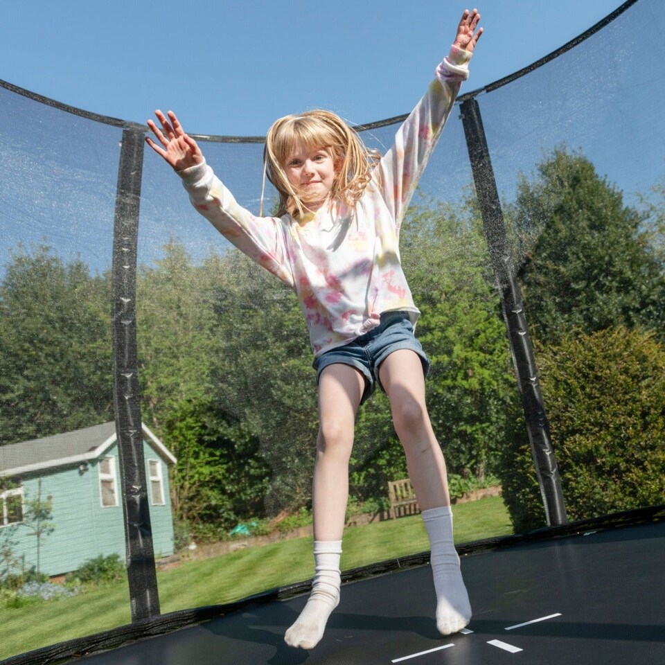 image 1 of 12ft JumpPRO® Xcel Black Round Trampoline with Enclosure