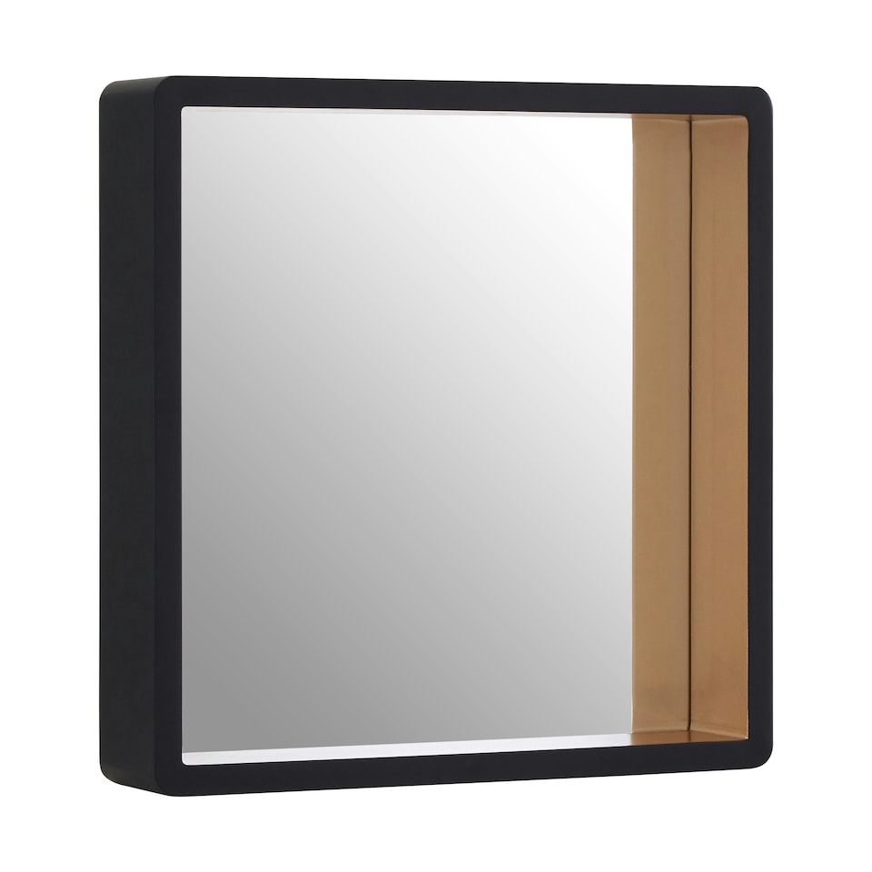 image 1 of Trosa Medium Black Wall Mirror with Gold Edge Black