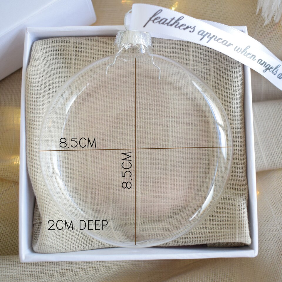 image 1 of In Memory of My Angel Feather Round Bauble Gift Boxed. Memorial Decor