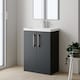 image 4 of Balterley Level Compact Bathroom Cloakroom Vanity Basin Unit with Polymarble Basin, Handles | Black | Satin Soft Black | 840 x 605 x 360mm