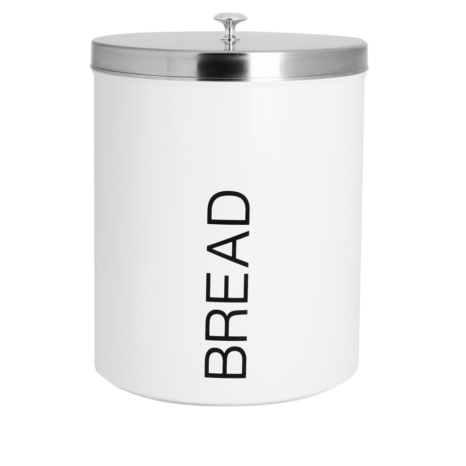 image 1 of Harbour Housewares Round Metal Kitchen Bread Bin - White