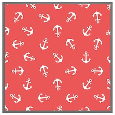 Anchors on red background (Picutre Frame) Grey | S