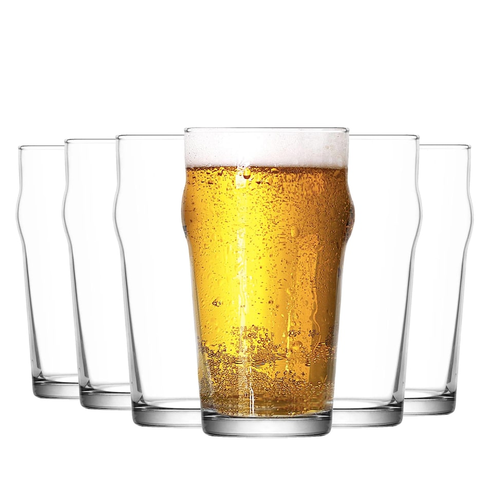 image 1 of LAV Noniq Pint Beer Glasses - 570ml - Clear - Pack of 6 | Clear | Clear
