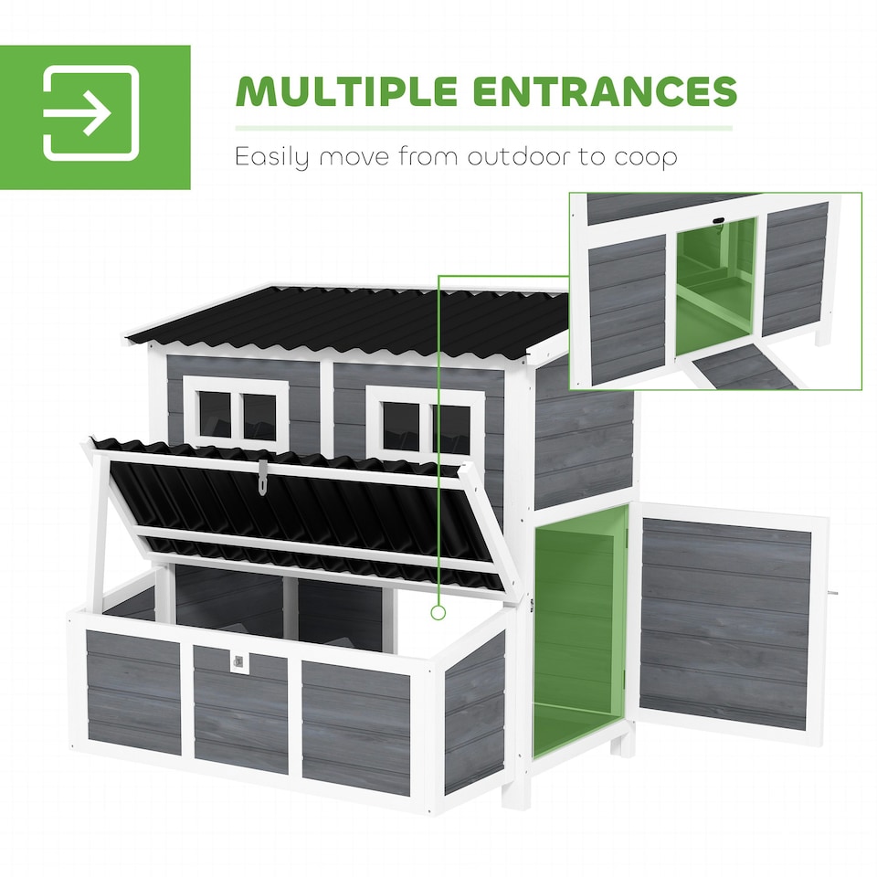 image 1 of PawHut Wooden Chicken Coop w/ Nesting Box for 4-6 Chickens, 100 x 86 x 100cm