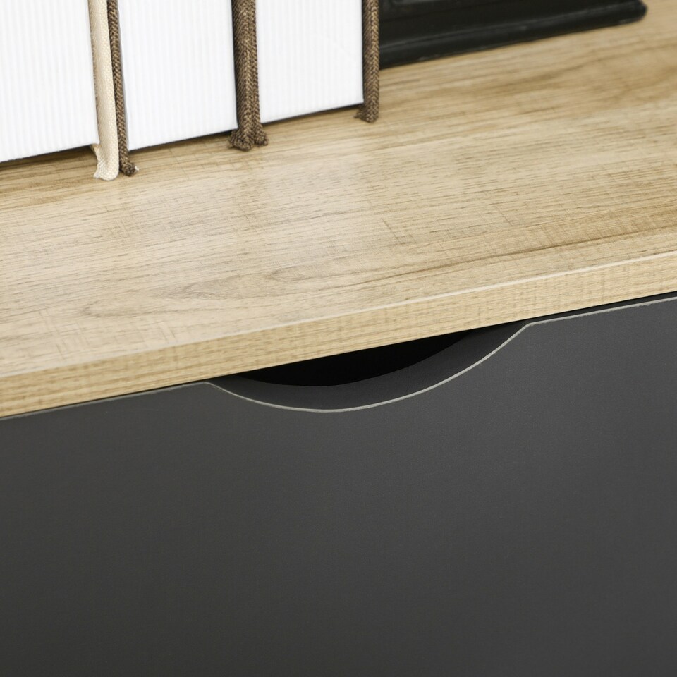 image 1 of HOMCOM Freestanding Bookshelf with Bottom Cabinet and 6 Open Shelves, Natural