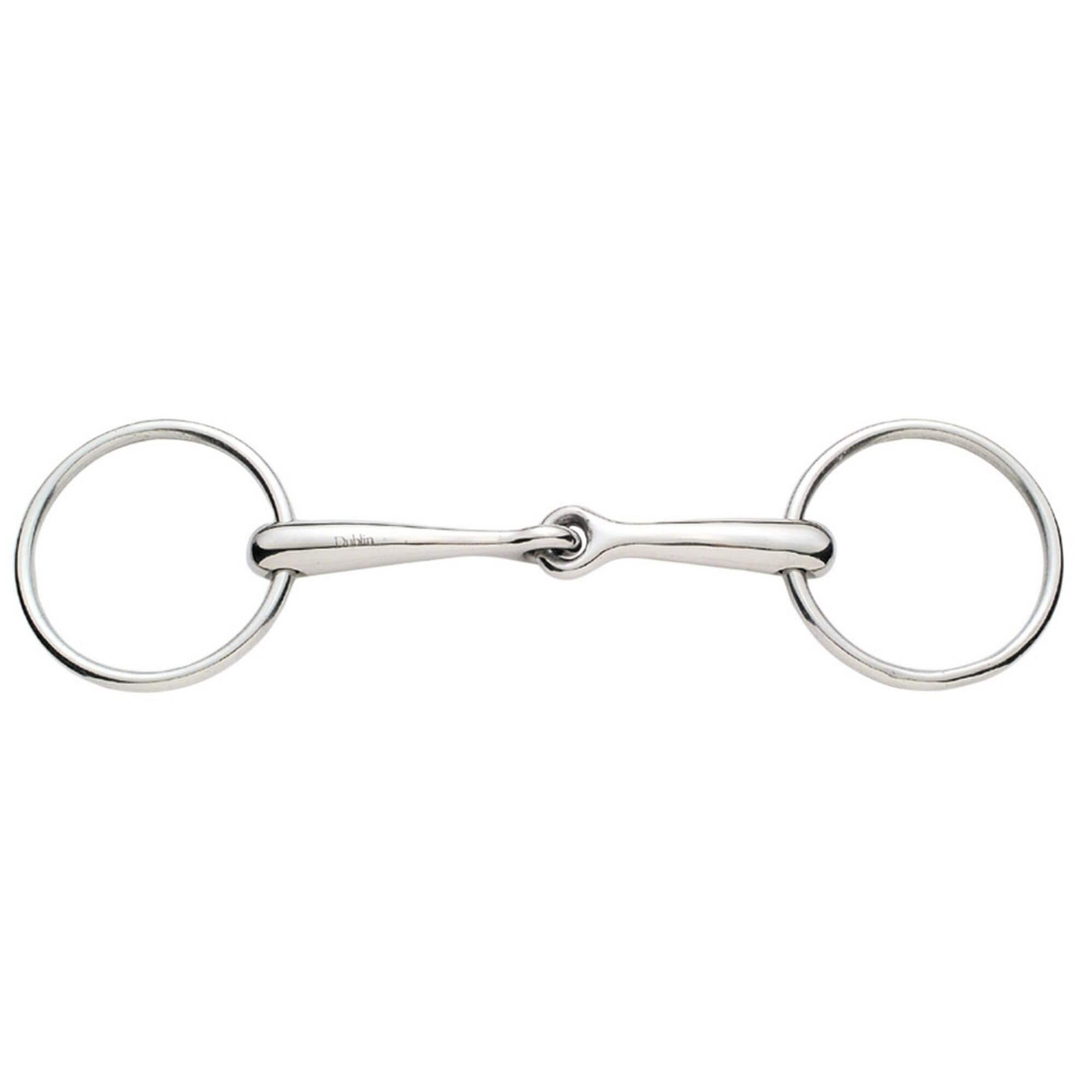 Korsteel Stainless Steel Solid Mouth Jointed 16mm Loose Ring Snaffle Bit - Silver - 5in