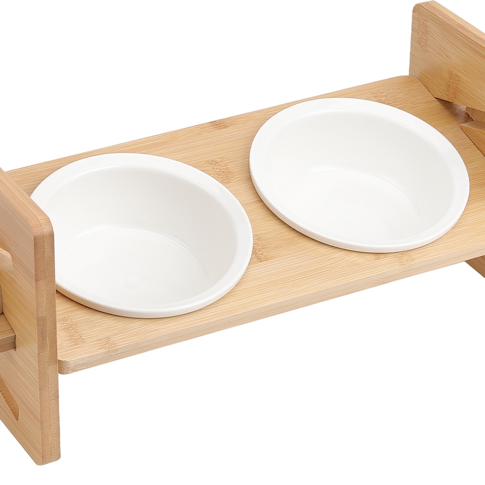 image 1 of Living and Home Height Adjustable Pets Feeder Bowl for Cats & Dogs | Brown