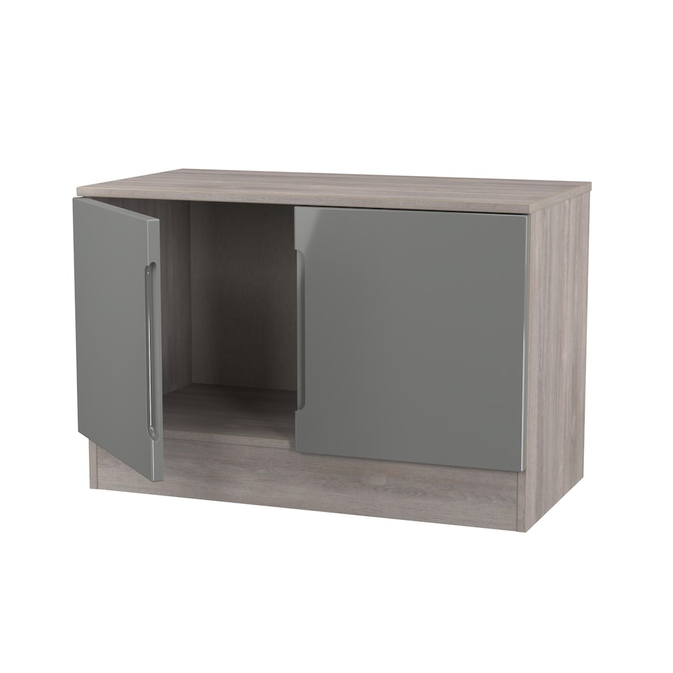 image 1 of Lucca Compact 2 Door Cupboard in Grey Gloss & Grey Oak (Ready Assembled) | Grey | Grey Gloss & Grey Oak