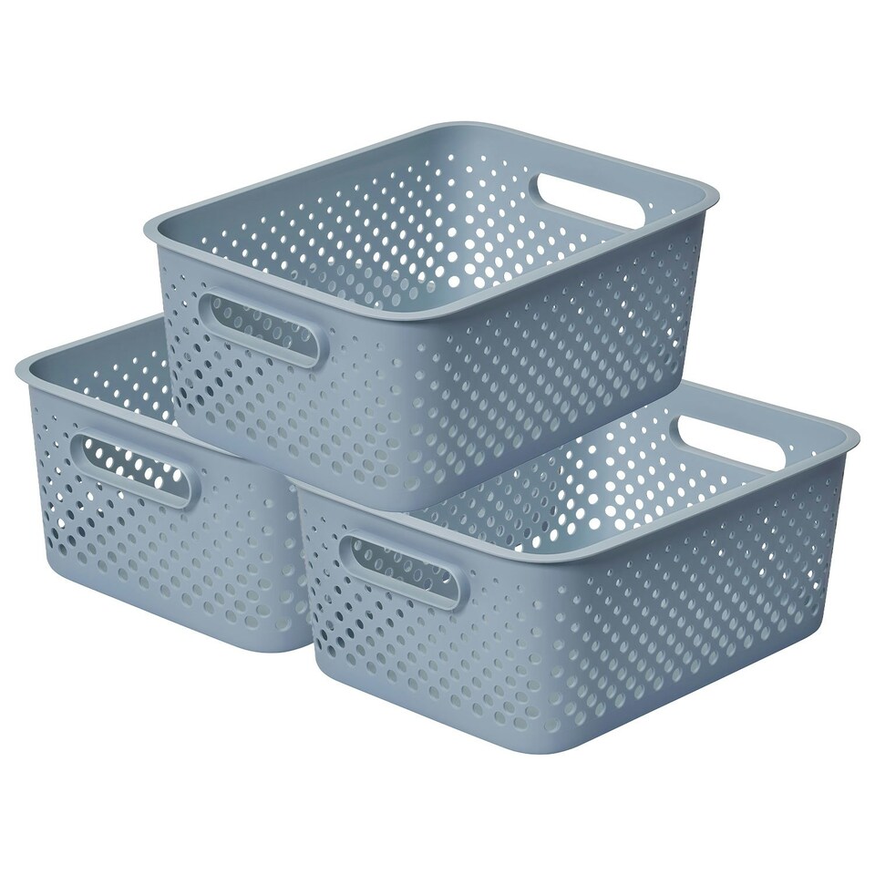 image 1 of SmartStore Essence Large Sea Salt Storage Tray Basket 11.4L, 3Pack Blue