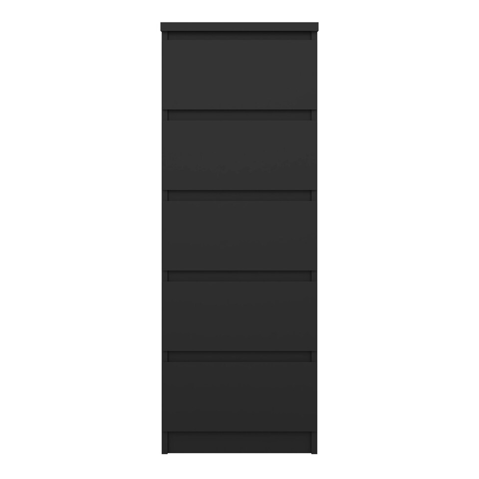 image 1 of Naia Narrow Chest of 5 Drawers in Black Matt