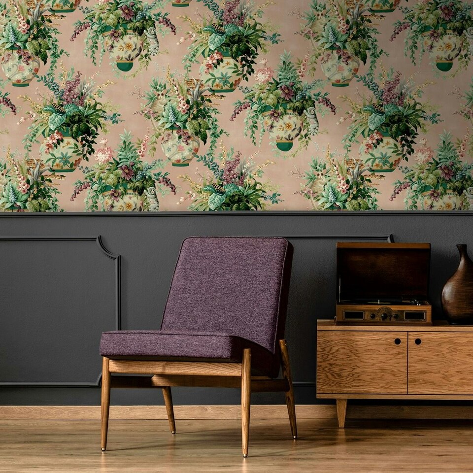 image 1 of Holden Décor Floral Vase Wallpaper - Pink/Green - 10m x 53cm Pink