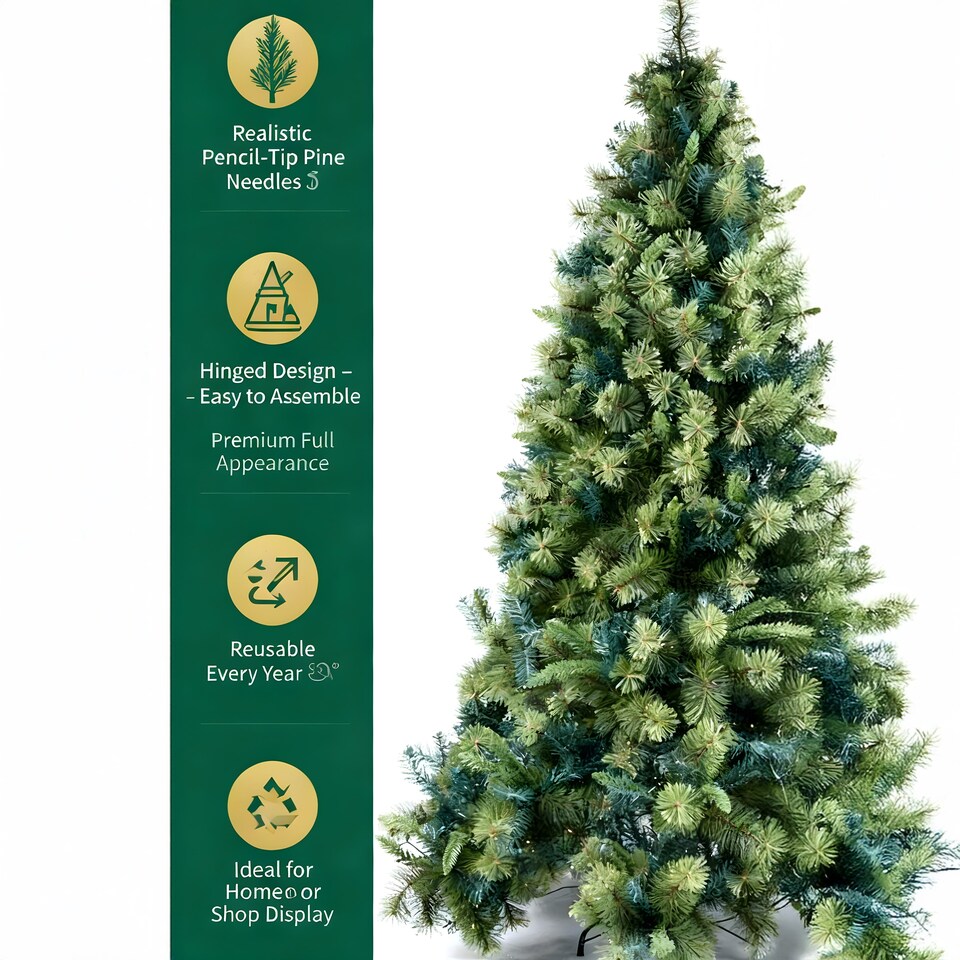 image 1 of 6FT Kentucky Pine Green Pencil Needle Tips Plain Bushy Artificial Christmas Tree | Green | Green