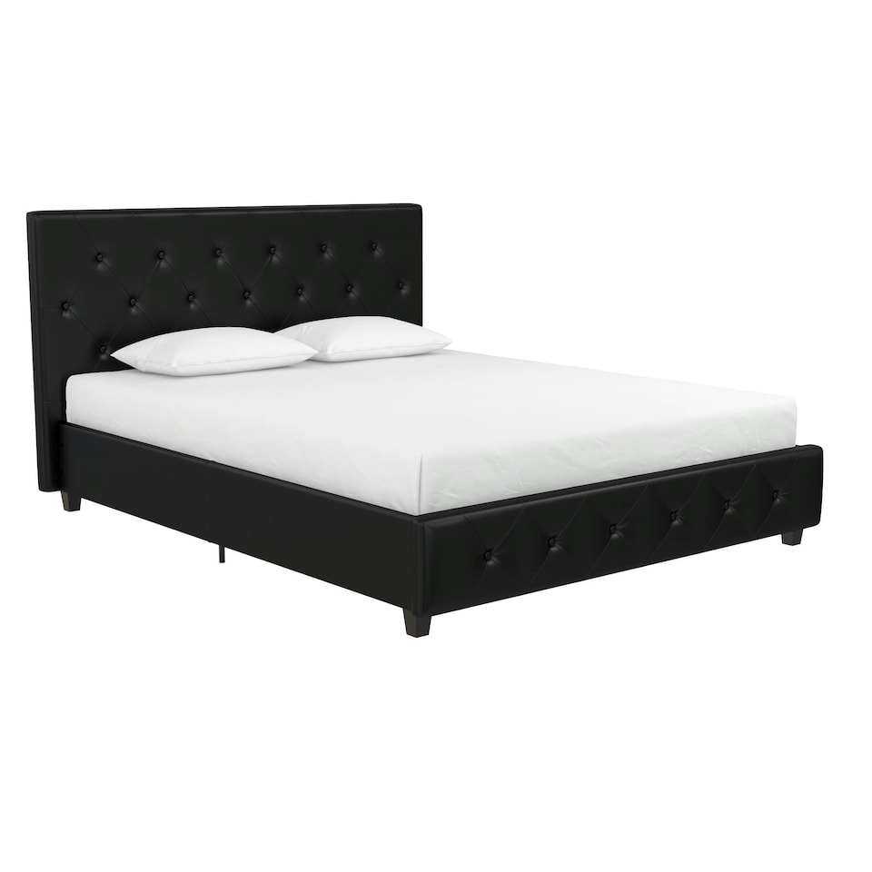 image 1 of Dakota Upholstered Bed PU Black, Double