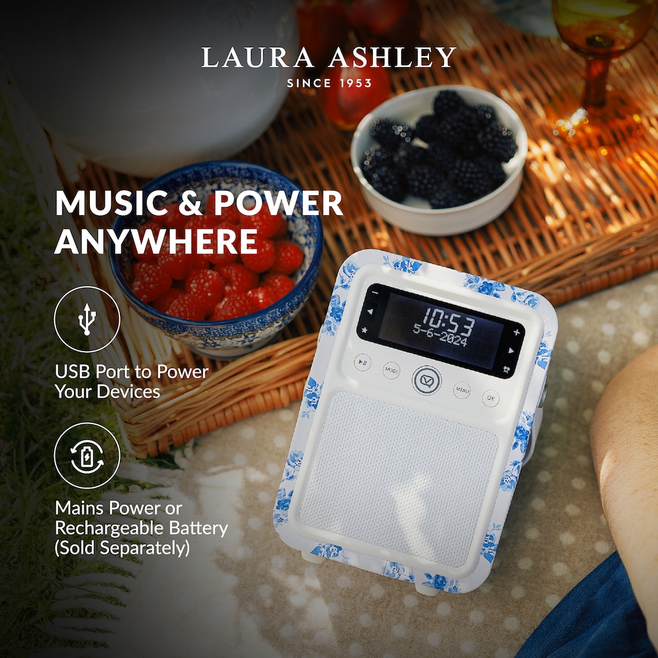 image 1 of Laura Ashley Portable DAB Radio Alarm Clock Monty DAB+FM Digital Radio