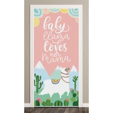 Baby Llama Door Cover PVC Party Sign Decoration 66cm x 152cm