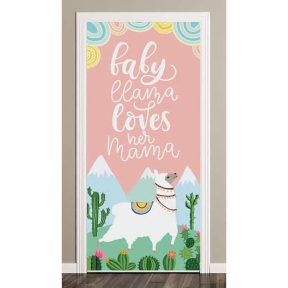 Baby Llama Door Cover PVC Party Sign Decoration 66cm x 152cm