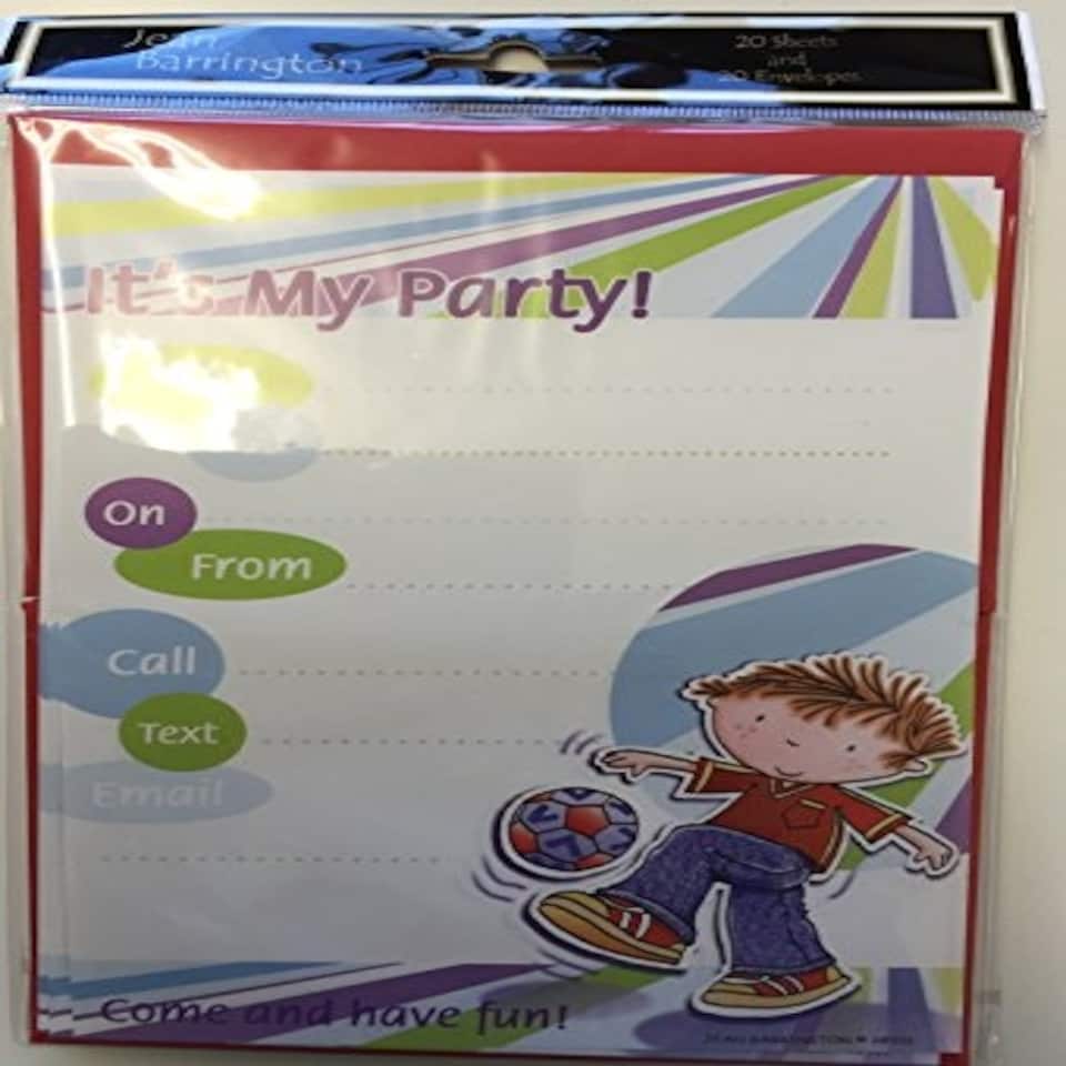 image 1 of Pack of 20 Children's Cute It's My Party! Notes & Envelopes - Boy Football Design