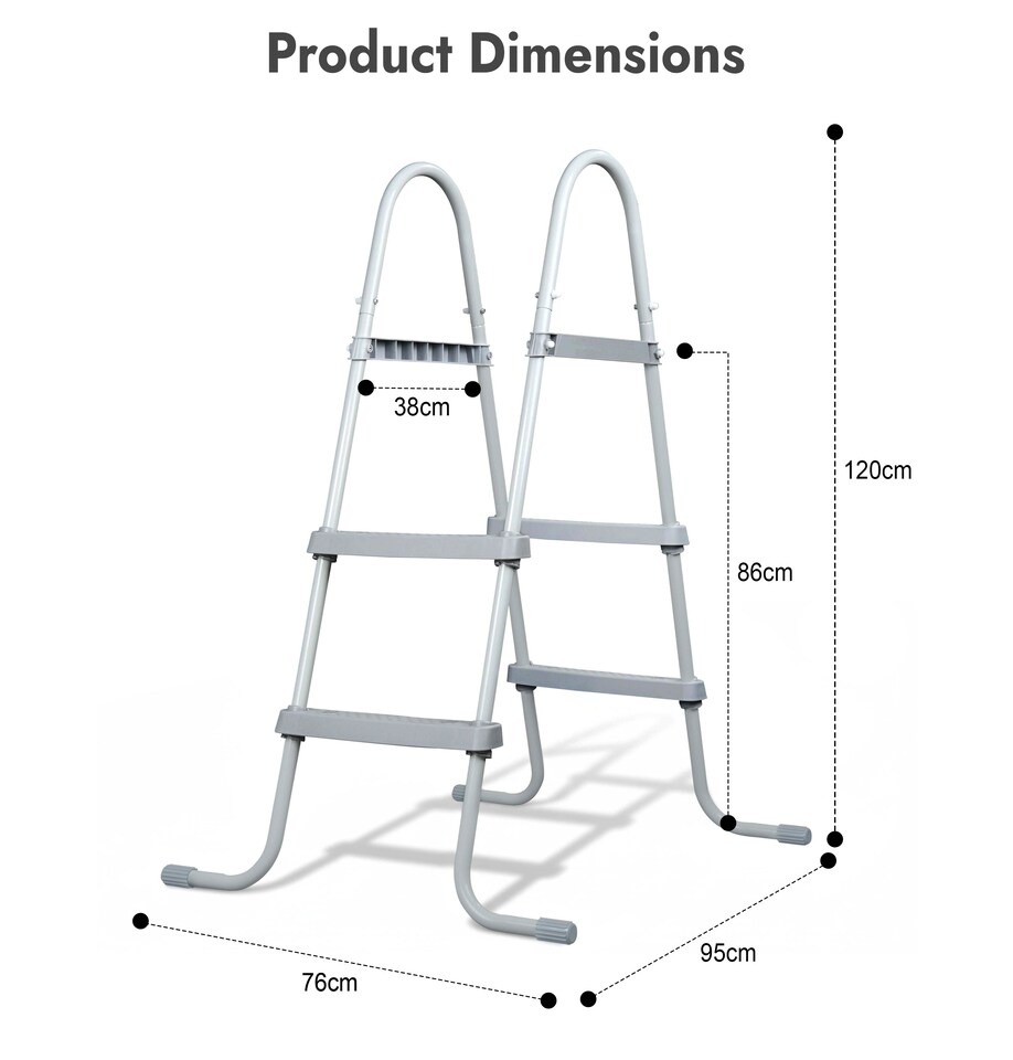 image 1 of 33 inch Pool Step Ladder Double Sided Above Ground Metal Frame Swimming Pool