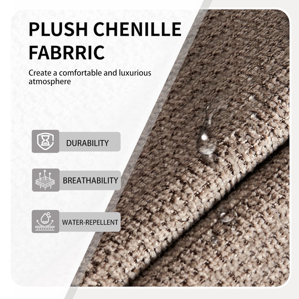 image 1 of SONARA Dining Chair Set of 2, Water-Repellent Plush Chenille Upholstered for Dining Room | Brown