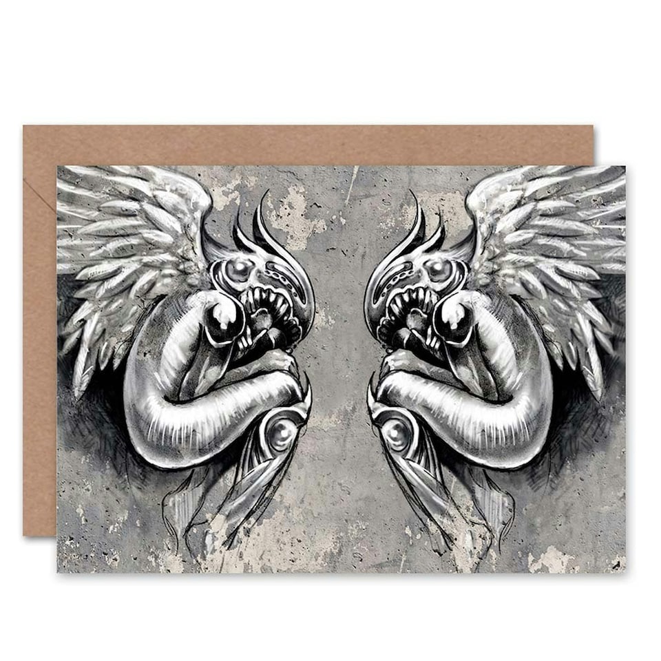 image 1 of Graffiti Fantasy Angel Curl Art Blank Just to Say Card